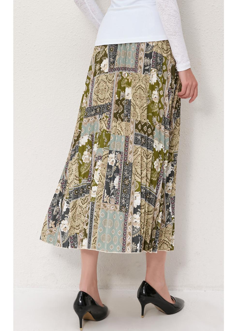 Vintage Patchwork Midi Skirt