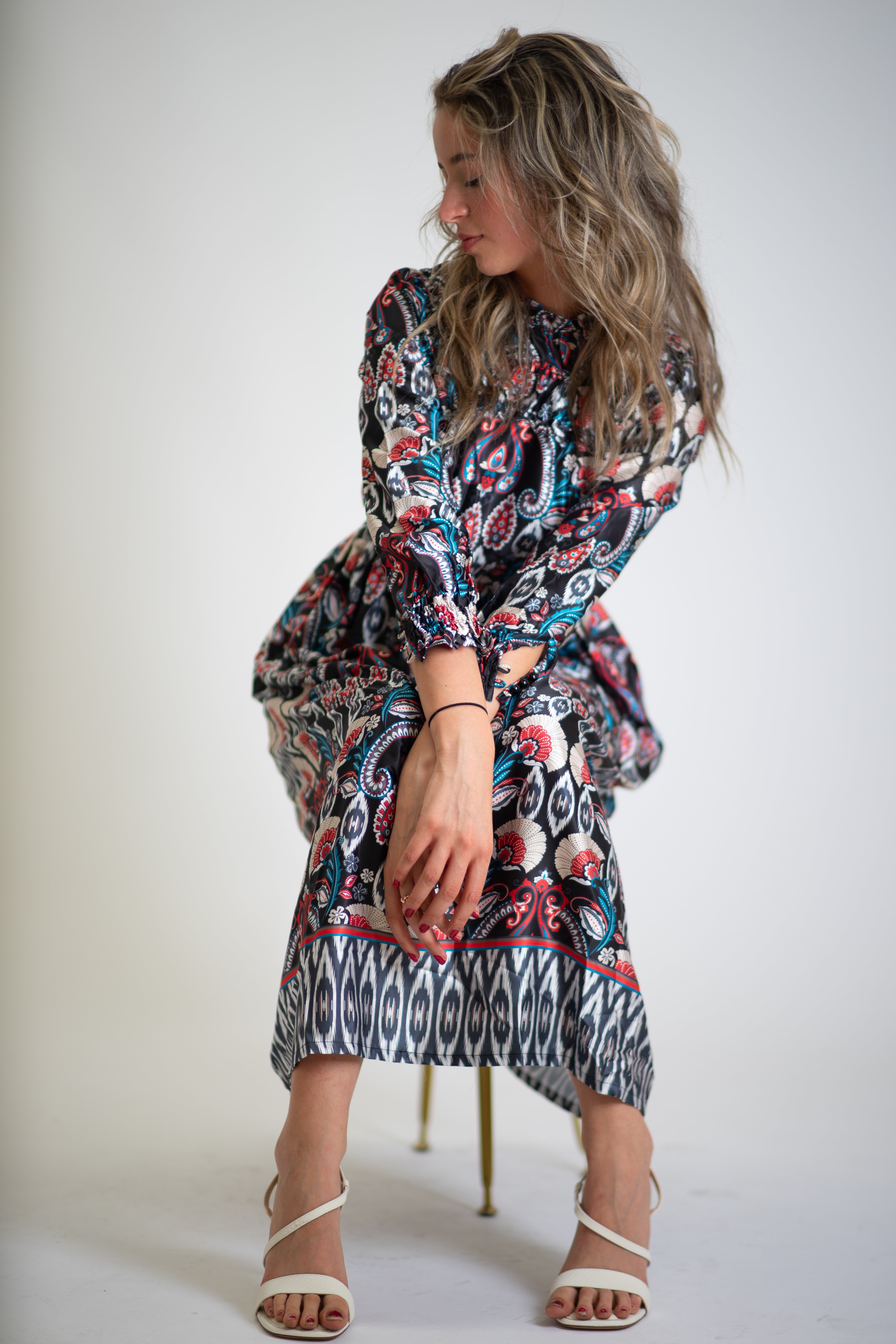 Regal Paisley Print Midi Dress