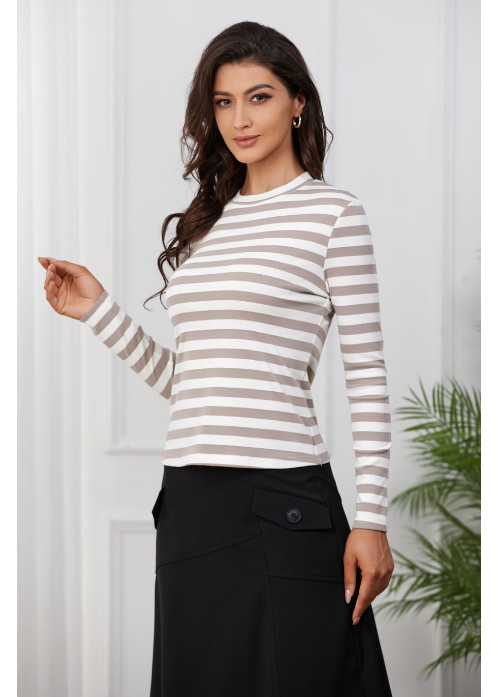 Khaki and White Striped Shirt