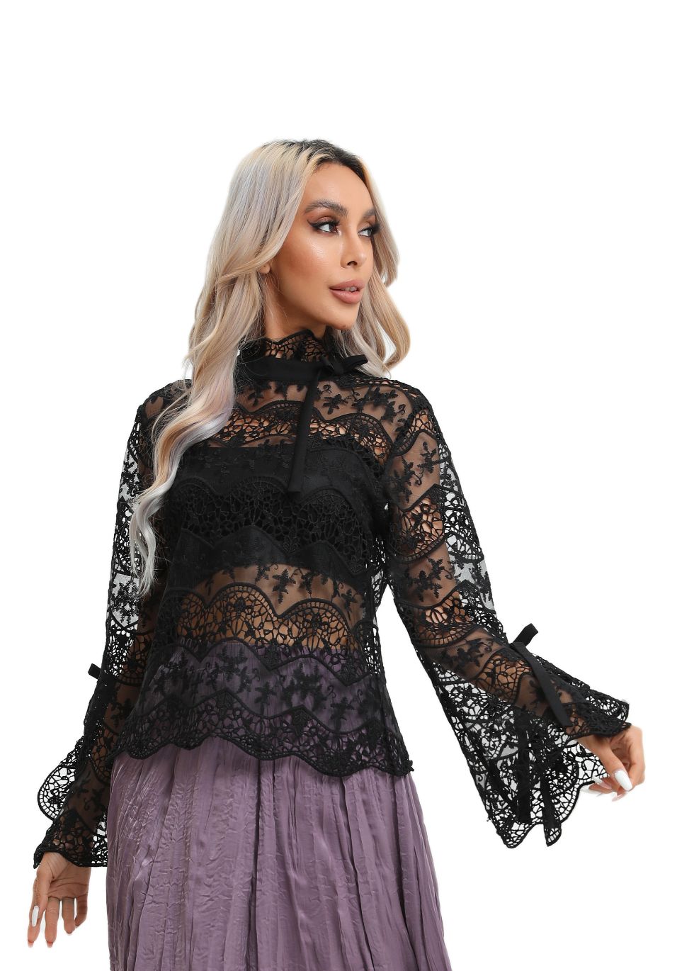 Elegant lace tops deals