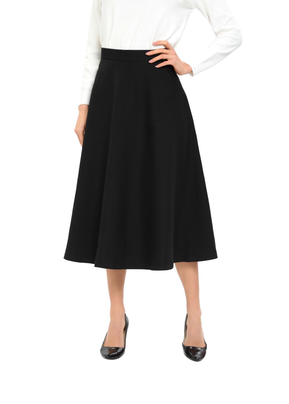 Black knee 2025 length skirt inches