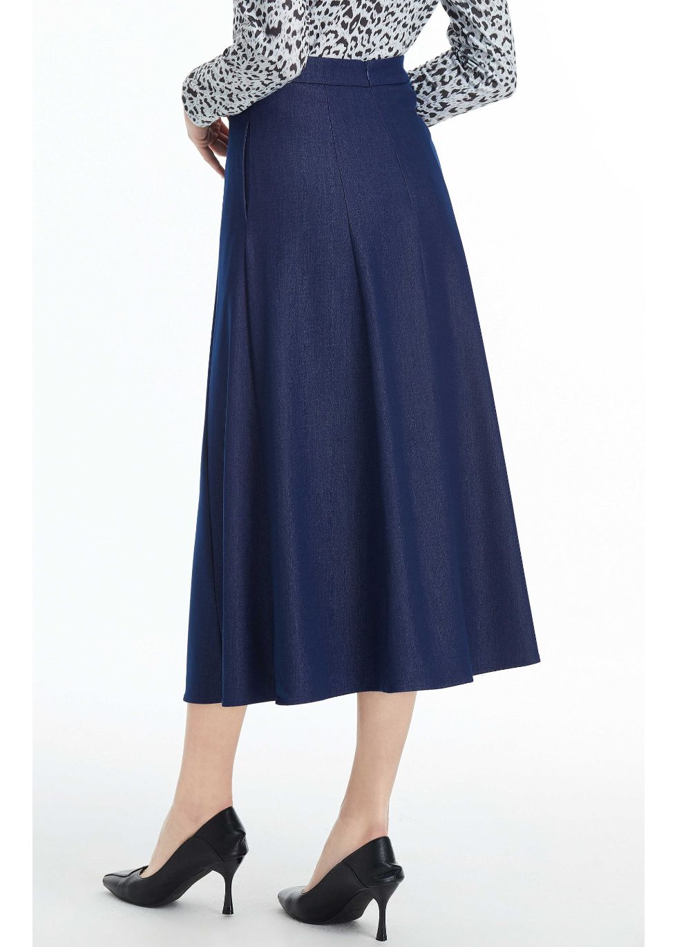 Denim Look Midi Skirt - MissFinchNYC